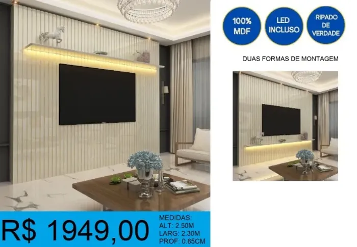 Painel - ripado - com led - compre hoje e receba em até 72 horas