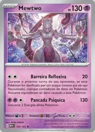 Carta Pokémon FOIL Mewtwo (150/165) Coleção 151 Português