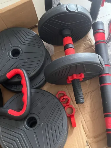 Kit halteres 15kg e barra ajustável
