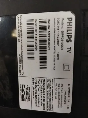 TV Philips 55PFG5100/78. Tela quebrada para