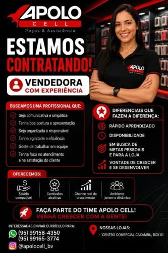 Vaga para vendedora 