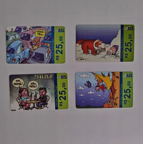 Lote 7 Cartões Telefônicos ATL Antigos Humor Anos 90 - R$10 e R$25