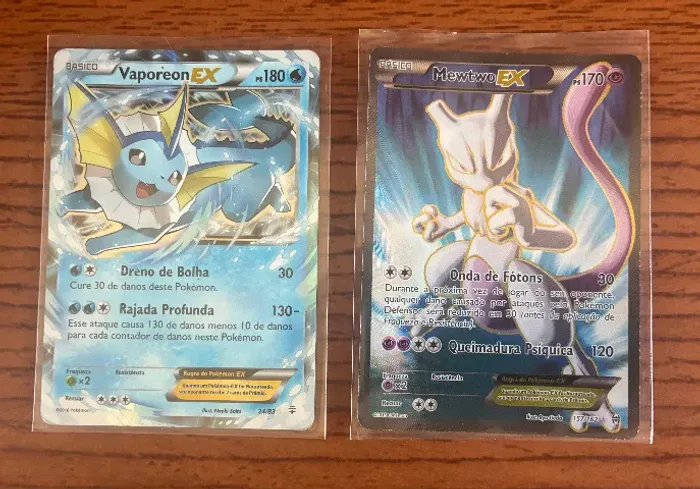 Cartas - Vaporeon-EX (24/83) + Mewtwo-EX (157/162) - POKEMON