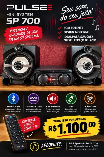Mini System Pulse SP700 2350W RMS Bluetooth DVD USB