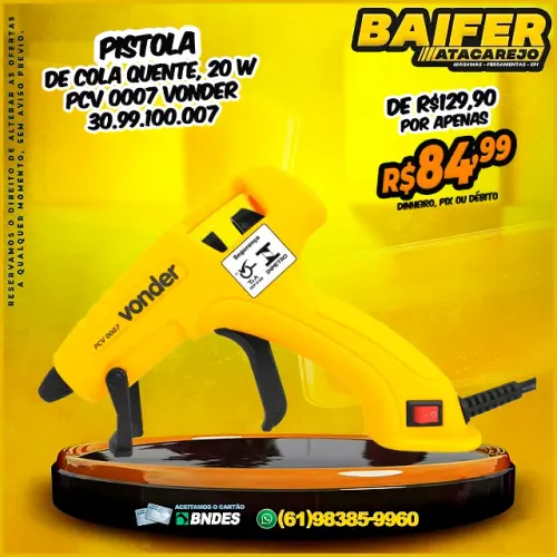 Pistola de cola quente, 20W PCV 0007 VONDER 30.99.100.007