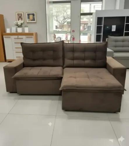 Sofá retratil e reclinavel marrom eliza