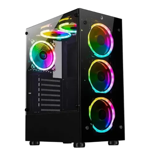 Gabinete Gamer Rise Mode Glass  Mid Tower, ARGB, ATX, Lateral e Frente em Vidro. com Fans