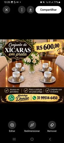 Conjunto com 6 xícaras antigas