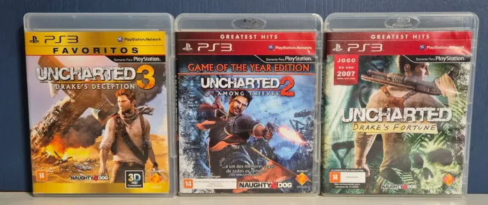 (PS3) Coleção Uncharted (Drake's Fortune, Among Thieves e Drake's Deception)