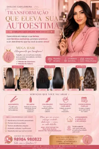 Trabalho  com selagem,  aplicação de mega hair e outros serviços capilar 