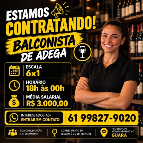 Vaga balconista início imediato