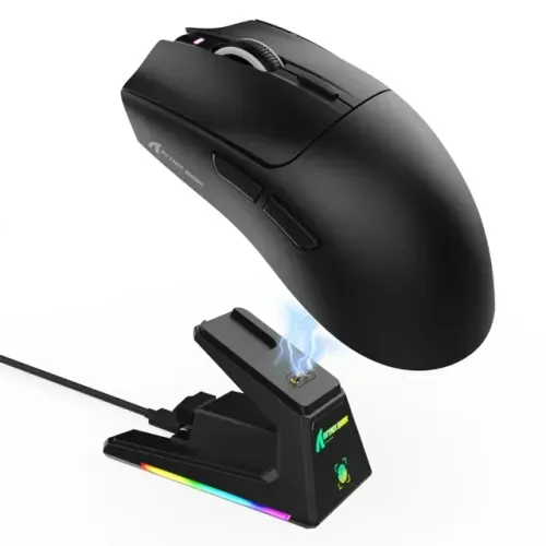 Attack Shark X1 NOVO Preto com Base de Carregamento Magnético e Sensor Óptico PAW3395 PRO