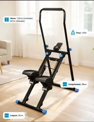 Simulador De Caminhada Escada Dobrável 130kg Treino Em Casa Preto