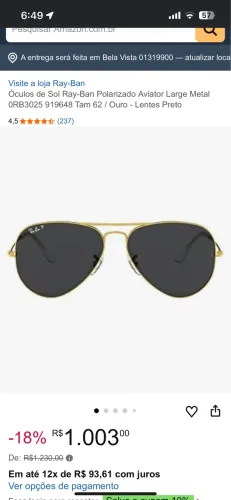 Óculos Rayban Aviator Large Metal