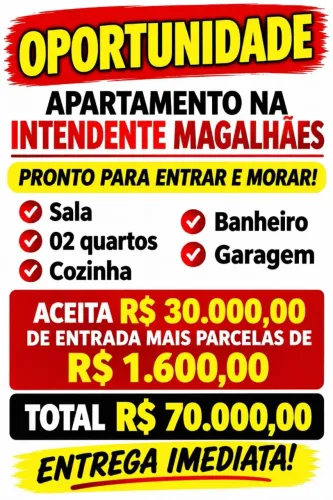 Apartamento com garagem e quartos na Intendente Magalhães