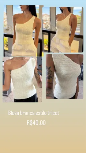 Blusa branca estilo tricot feminina