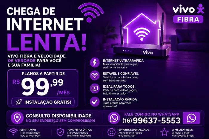 Instalo Internet Fibra na Sua Casa - Consulte Disponibilidade