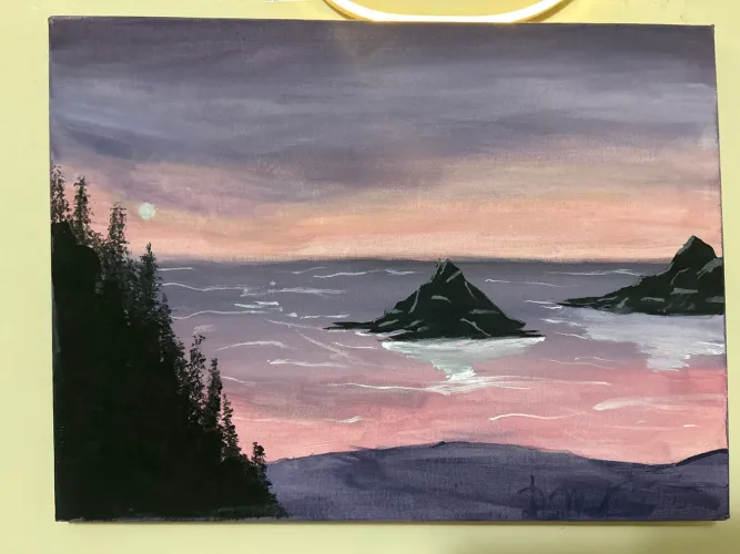 Quadro rosa de paisagem para decoração