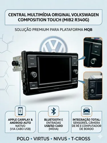 Central Multimídia Original VW Composition Touch (MIB2) - Polo, Virtus, Nivus, T-Cross