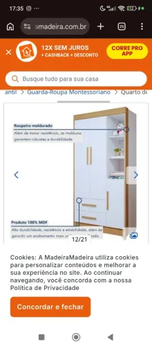 Guarda roupa solteiro "bebê" 