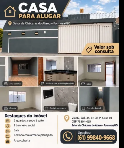 Alugo casa com suite no setor de chácaras do abreu.