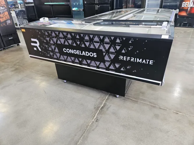 ilha de congelados 2 metros com vidro semicurvo - a pronta entrega
