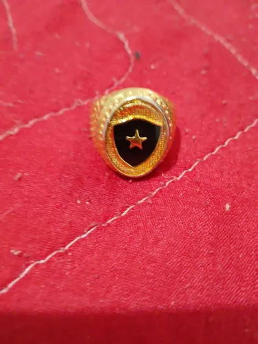 Vendo anel do Botafogo com aço trabalhado banhado a ouro.