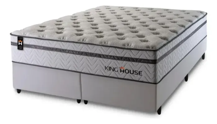 Conjunto Cama Box Magnético Bali Relax Cinza King 193x203x71