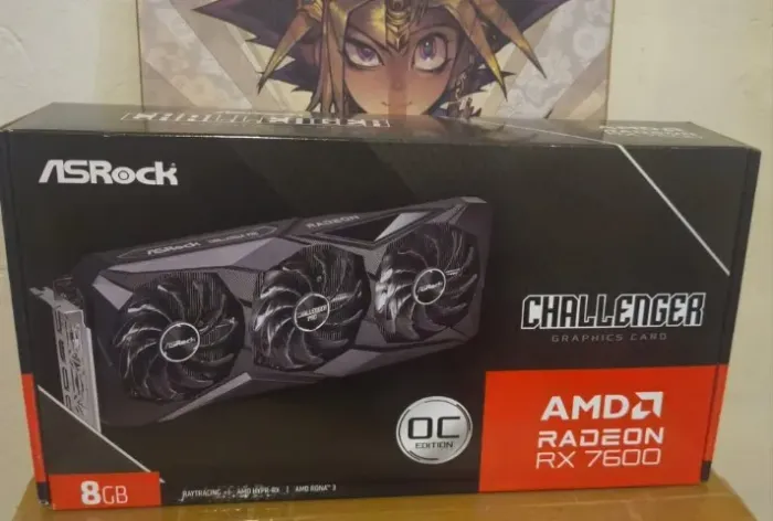 placa de video 7600 challenger pro oc asrock 8gb nova lacrada
