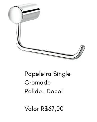 Papeleira Singles Cromado Polido Docol - para papel higiênico 