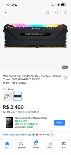 Memoria RAM | 16GB (2x8) 3000Mhz | Corsair Vengeance RGB