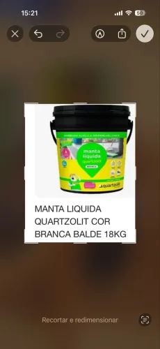 Vendo balde de manta líquida branca quartzolit 18kg.