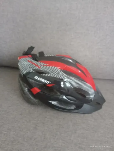 Capacete de ciclismo regulável com viseira e sinalizador led element cor vermelha
