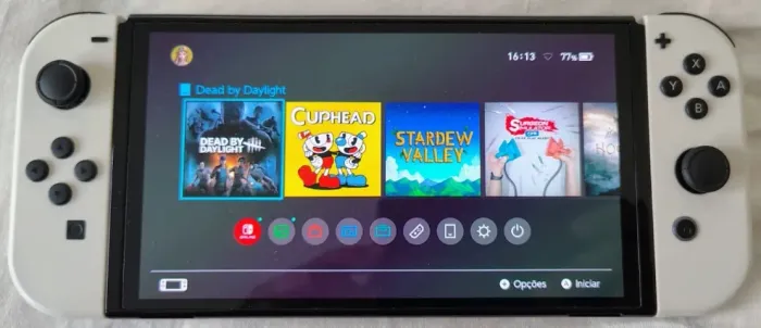 Nintendo Switch Oled Branco Com 5 Jogos (3 Meses De Uso)