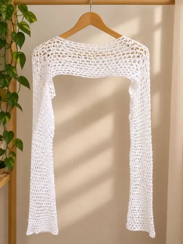 Cropped/Bolero de crochê com mangas