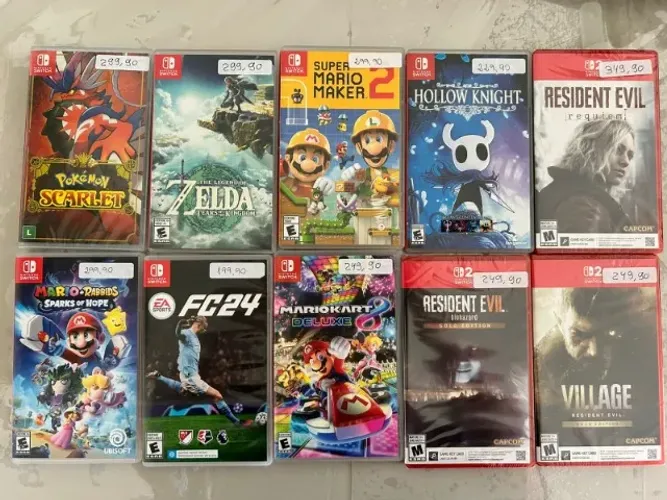 Lote de Jogos Nintendo Switch 1 e 2
