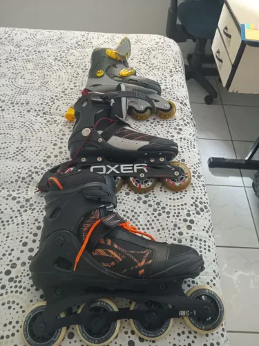 Três patins dois adultos e um infantil (Adulto marca oxer um tananho 38/40 e outro 42) i