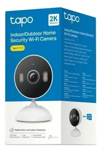 Câmera de Segurança TP-Link Tapo C113 Wi-Fi 2K 3MP, Visão Noturna Colorida, IP65