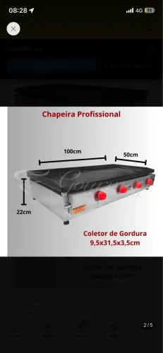 Chapa profissional de hambúrguer