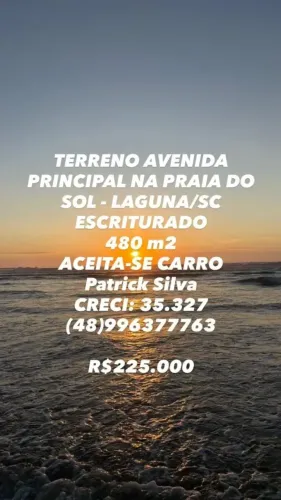 Terreno escriturado de 480m² na avenida principal. Financiável Aceita-se carro Neg. facili