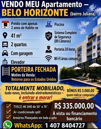 Vendo meu apto bairro Juliana, BH com Porteira Fechada