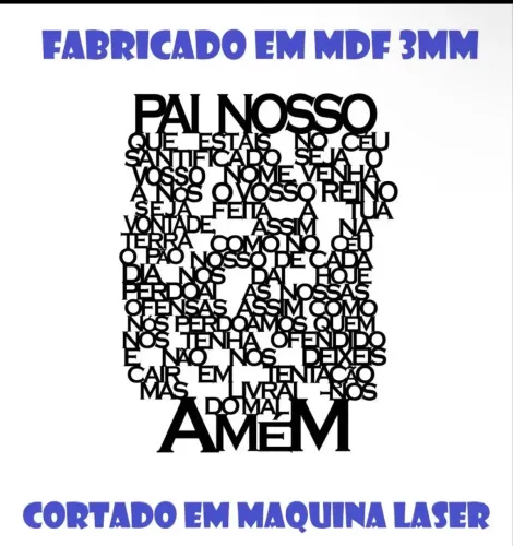 Pai Nosso Em Mdf Vazado 80x60 Decorativo Sala Quarto