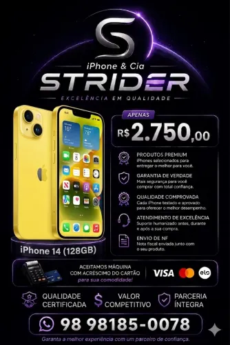 iPhone 14 amarelo 128 gigas