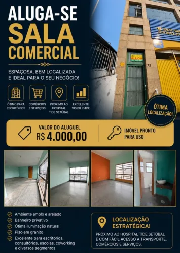 Salão Comercial com 5 Salas para Locação - Próximo ao Hospital Tide Setubal (São Miguel Pa