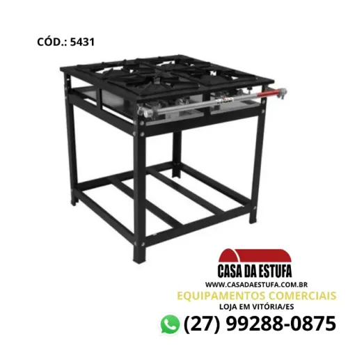 Fogão Industrial 4 Bocas Alta Pressão - Cristal Aço