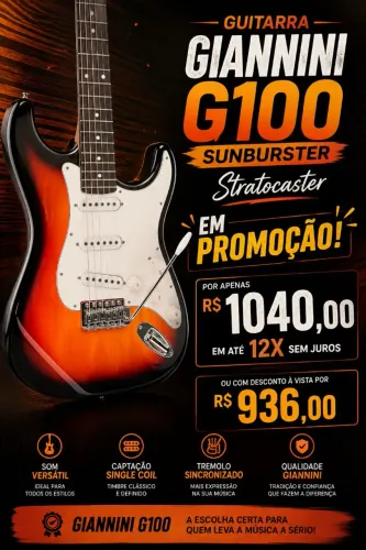 Guitarra Giannini g100 sunburster em promoção
