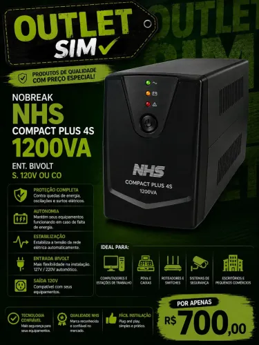 NOBREAK NHS COMPACT PLUS 4S - 1200VA |