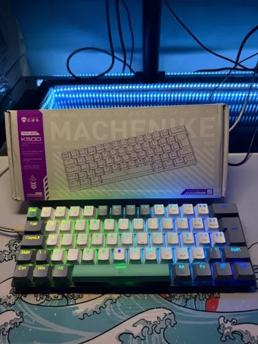Teclado Mecânico Gamer Machenike K500-B61, Switch Huano Brown, ABNT, Cinza