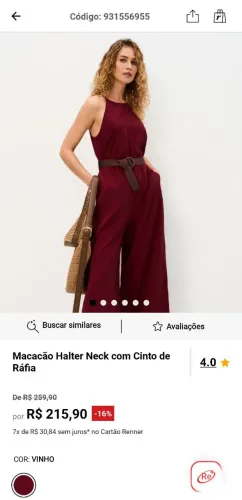 Macacão feminino novo Renner