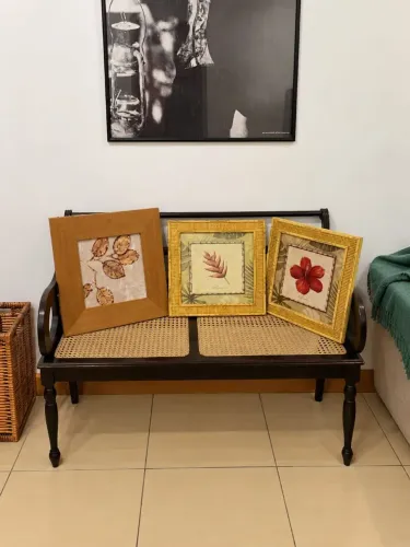 3 quadros tok&stok flor folhas secas flor nunca usado